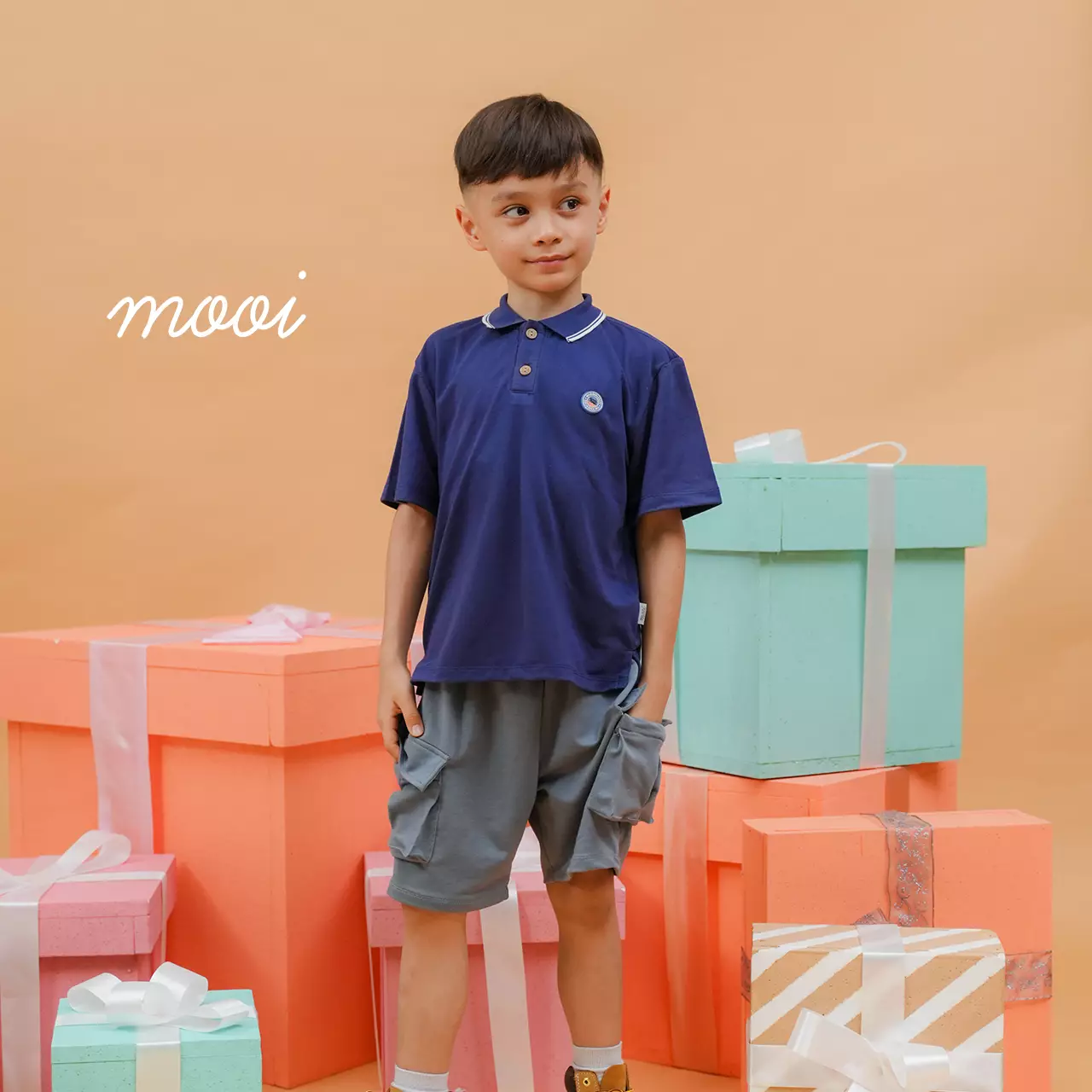 Mooi Celana Pendek Cargo Anak Aldo Short Cargo Pants - Black