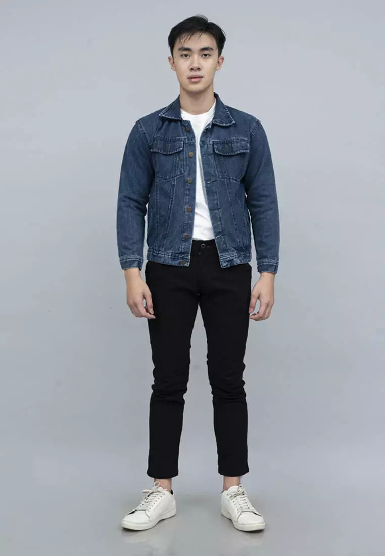 Houseofcuff Jaket Denim /Jeans Tebal Unisex Pria Denim Biru