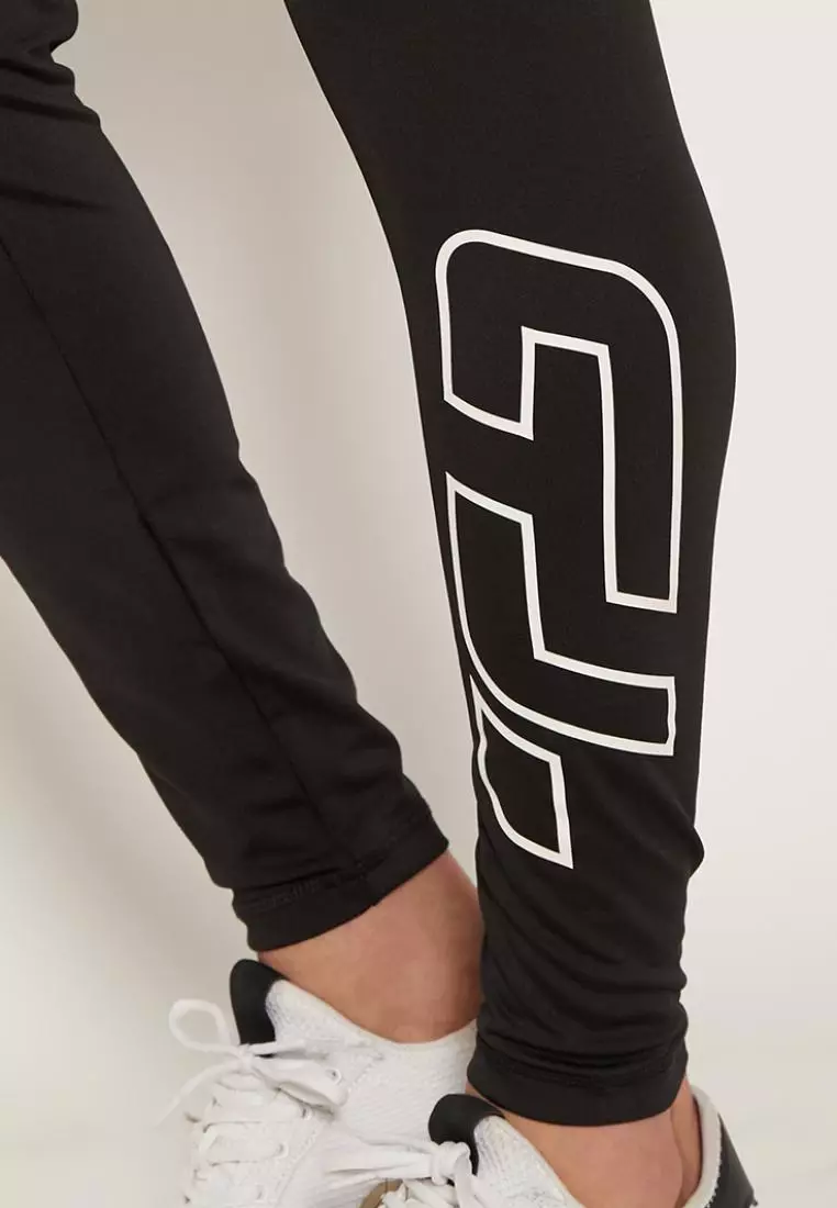 MB062 compression logo icon legging full line olahraga pria black