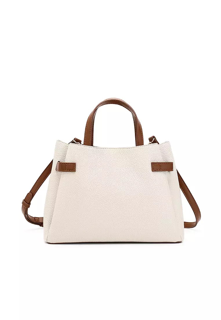 Women's Top Handle Bag / Sling Bag / Crossbody Bag / Shoulder Bag (Tas Tangan Wanita / Tas Selempang Wanita / Tas Bahu Wanita) - Krem / Cokelat