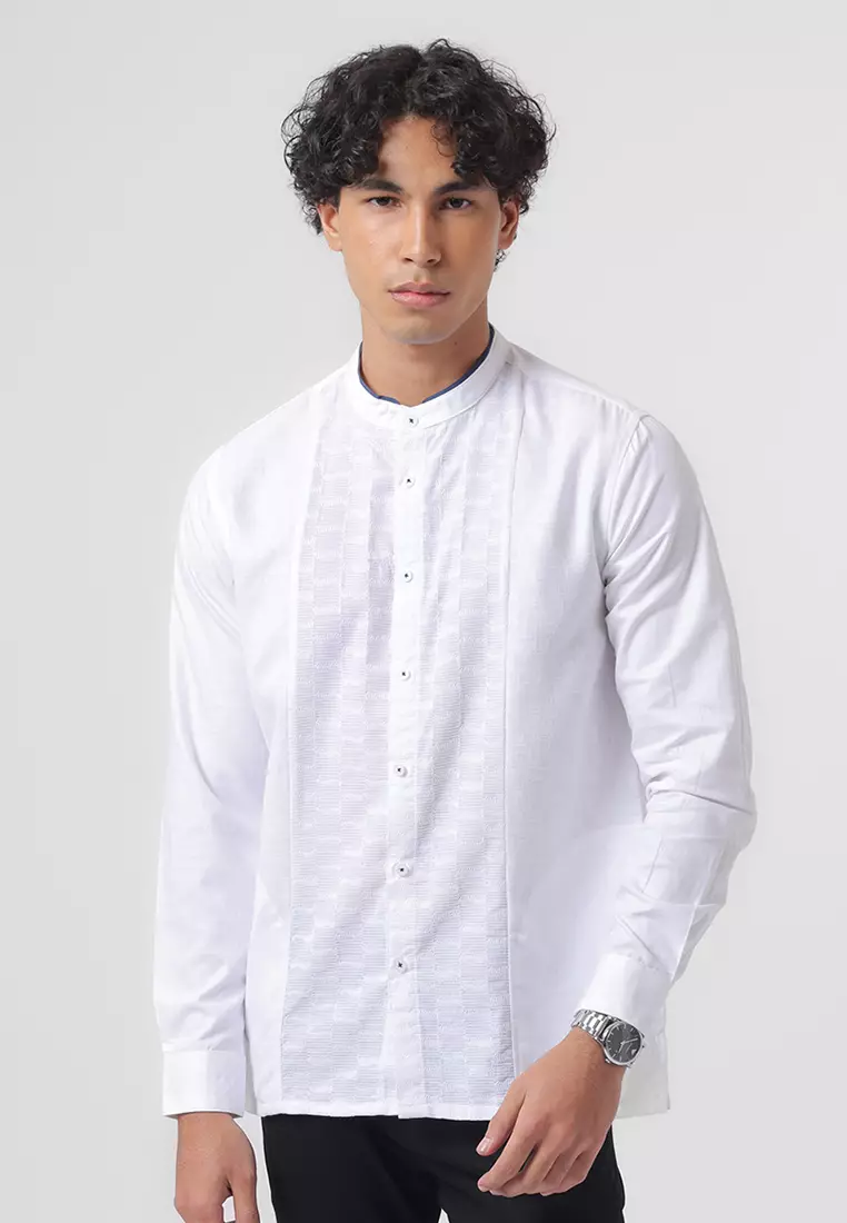 Kemeja Koko Pria Lengan Panjang Baju Muslim Pria GRISHNA WHITE