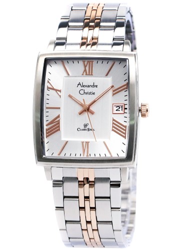Alexandre Christie 8512 - Jam Tangan Pria - Strap Stainless Steel - Silver Rosegold