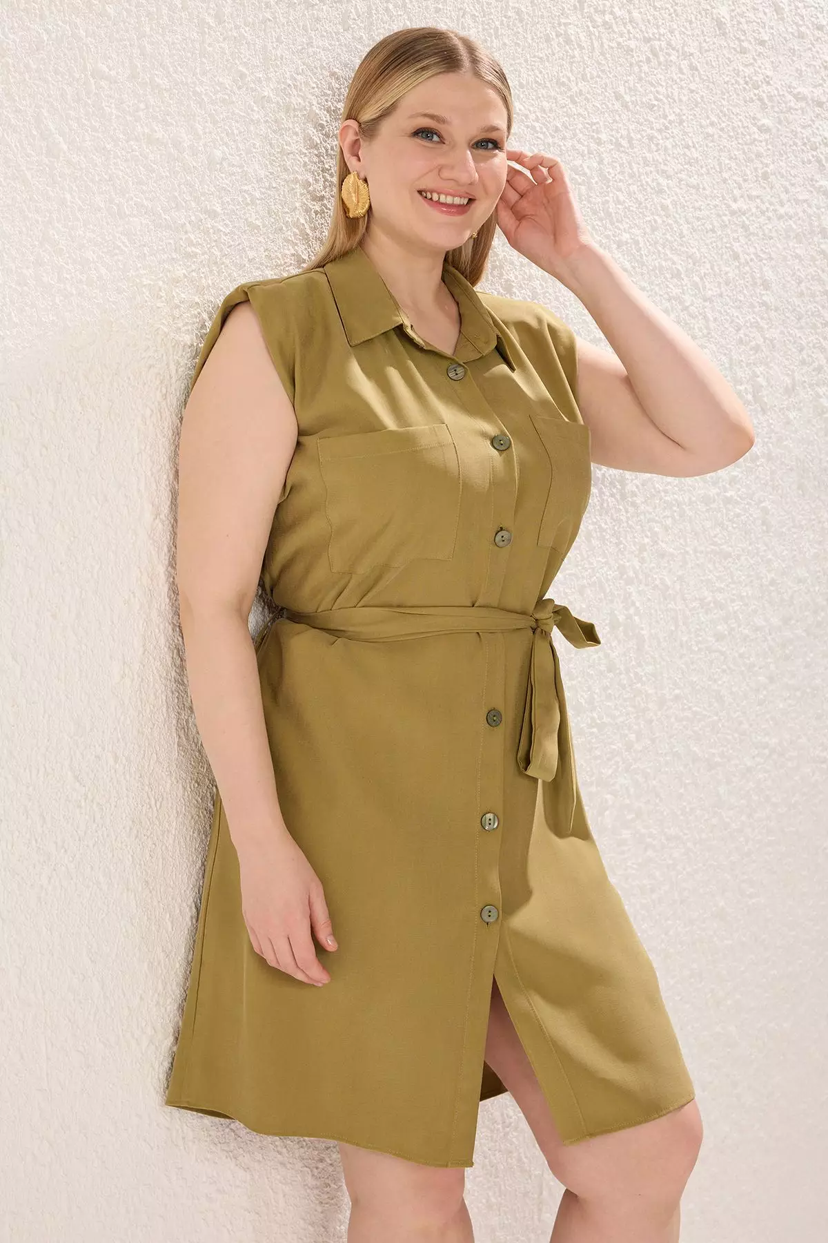Plus Size Shirt Dresses With Belt Women's Plus Size Donnie