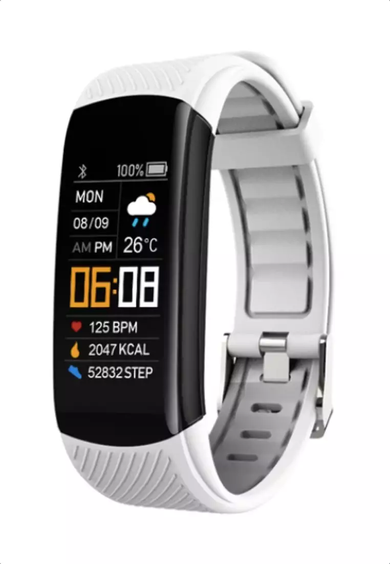 Gift Set - Fitness Smart Watch / MOHLIA® 24K plated Infinity Rose - Unisex IOS/Android IP Black Waterproof Fitness SmartWatch, Heart Rate Monitoring, Weather, Clock, with White Rubber Strap