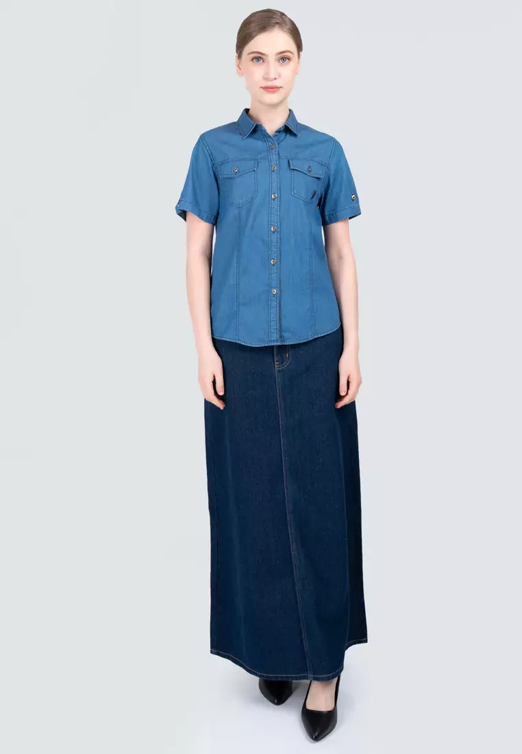 Polo Haus - Women’s Signature Fit Denim Short Sleeve Shirt WWSSV003