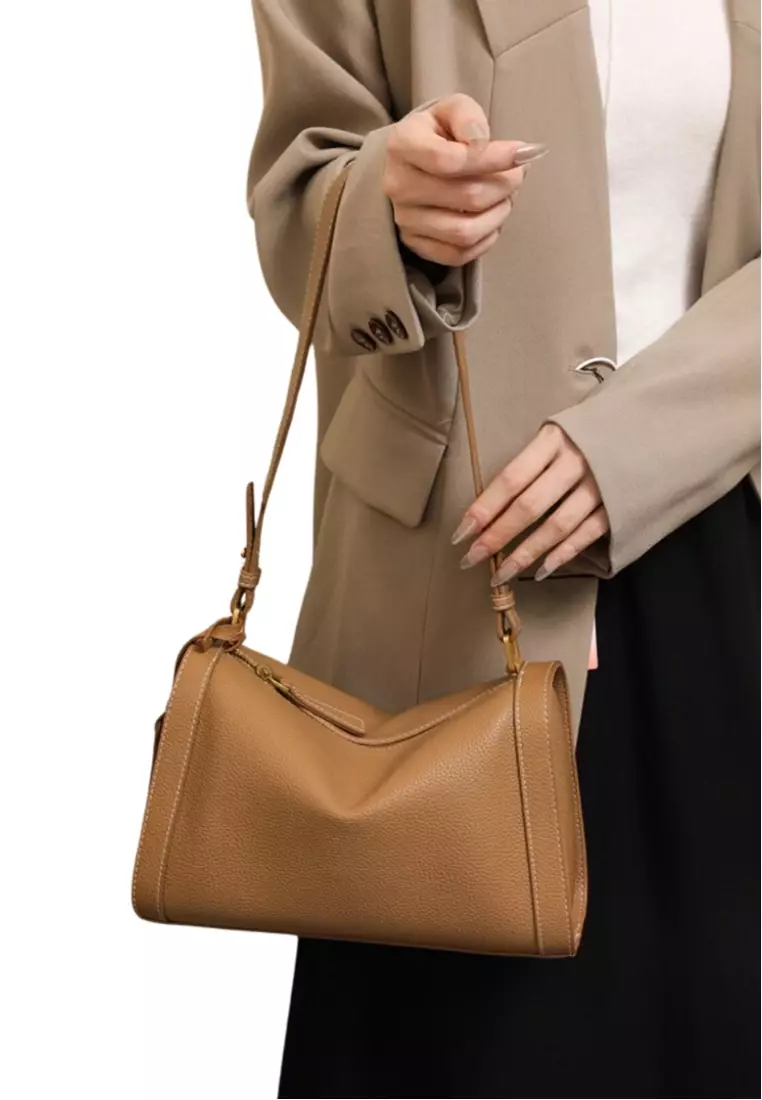 Women's Leather Color Contrast Crossbody Bag