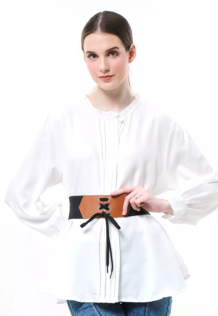 Alexa Ikat Pinggang Wanita Gesper Tali Pita Fashion Belt Material Karet ORIGINAL - Brown