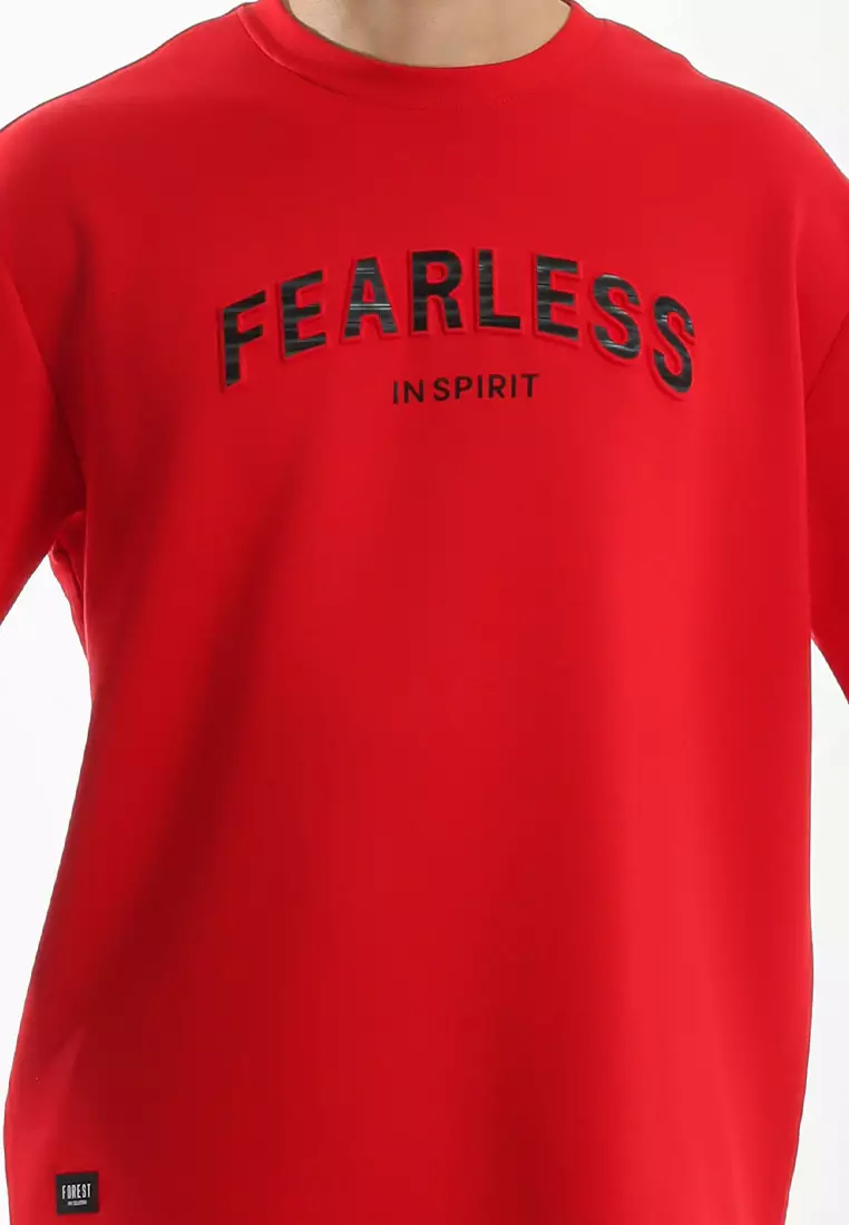 Forest Oversized Heavy Weight 300gsm Modal Cotton Short Sleeve T Shirt Men - 24088-51Red