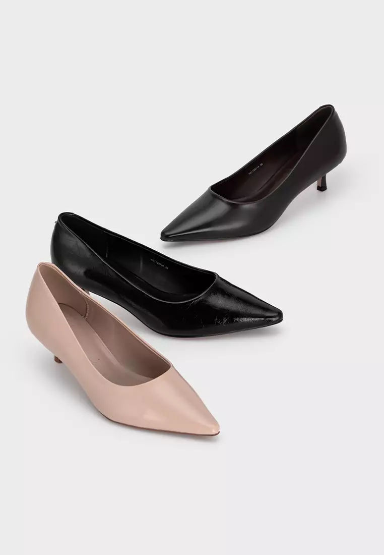 POINTY TOE WITH LEATHER INSOLE KITTEN HEEL PUMP