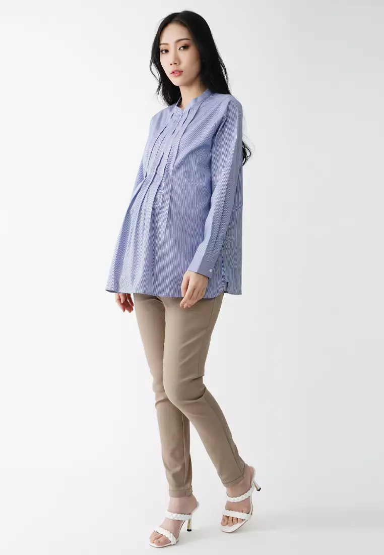 Khaki Maternity Full Panel Slim Fit Pants