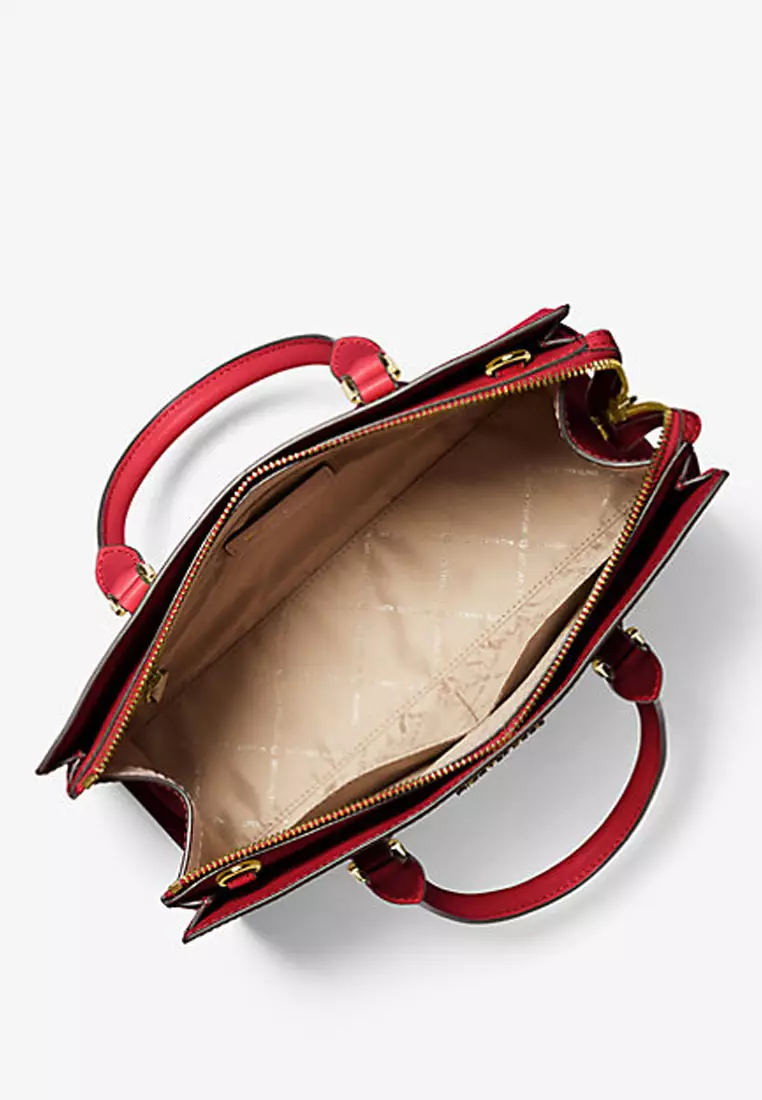 Red michael kors satchel deals