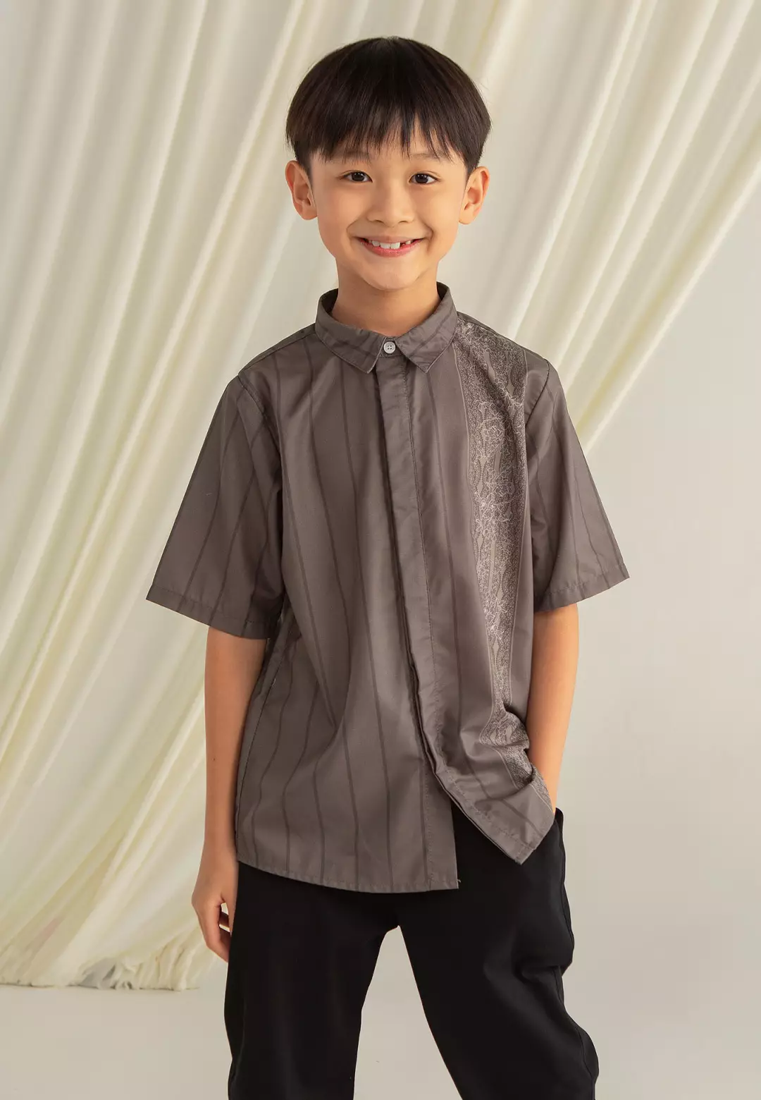 HijabChic Danish Koko Boy Olive Ash - Baju Koko Lebaran Motif Anak Laki-Laki