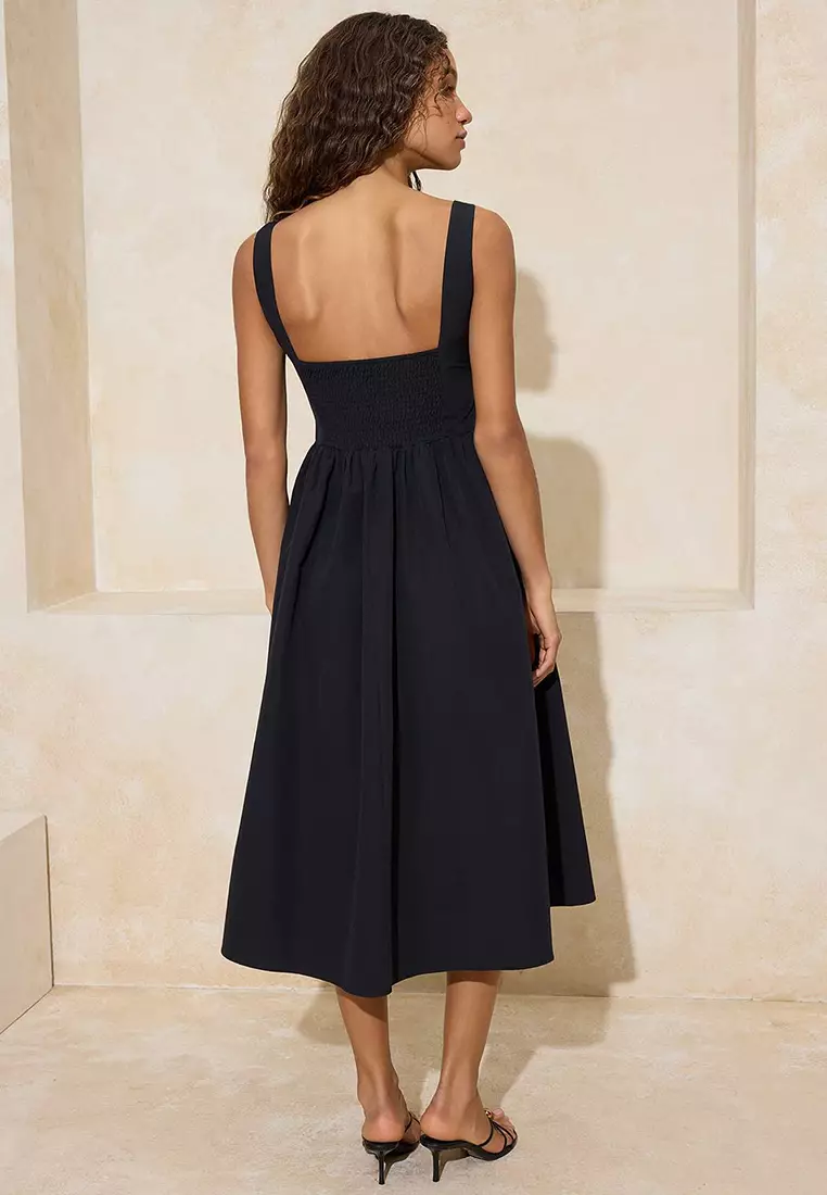 Black Gipeli Midi Poplin Woven Dress Twoss26El138