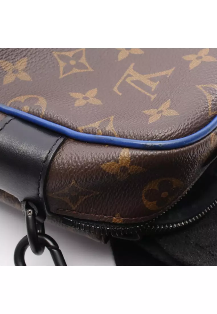 Pre-Loved Louis Vuitton S-lock messenger monogram macassar Handbag PVC leather Brown blue 2WAY