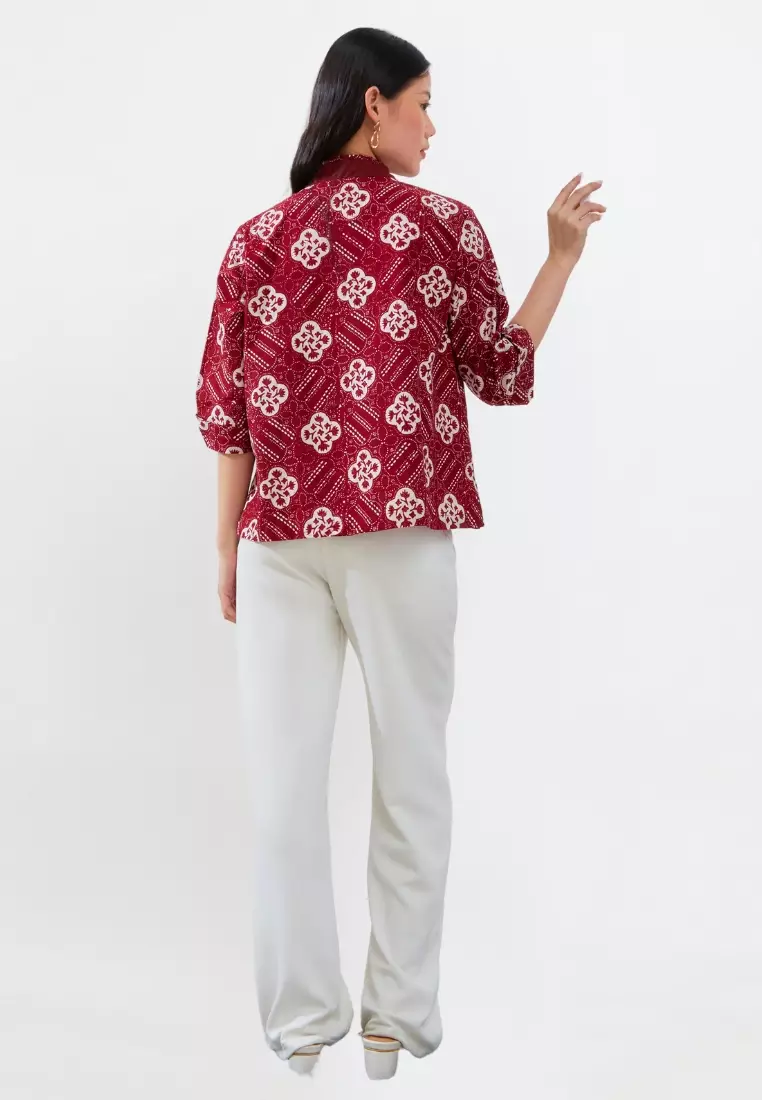 Nayara Blouse Batik Kaluna Maroon
