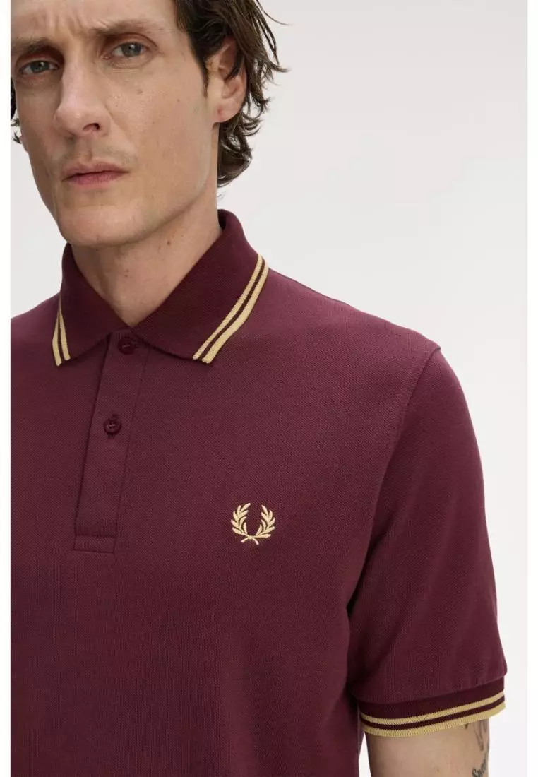Fred Perry M12 Twin Tipped Fred Perry Shirt (Oxblood / Champagne)