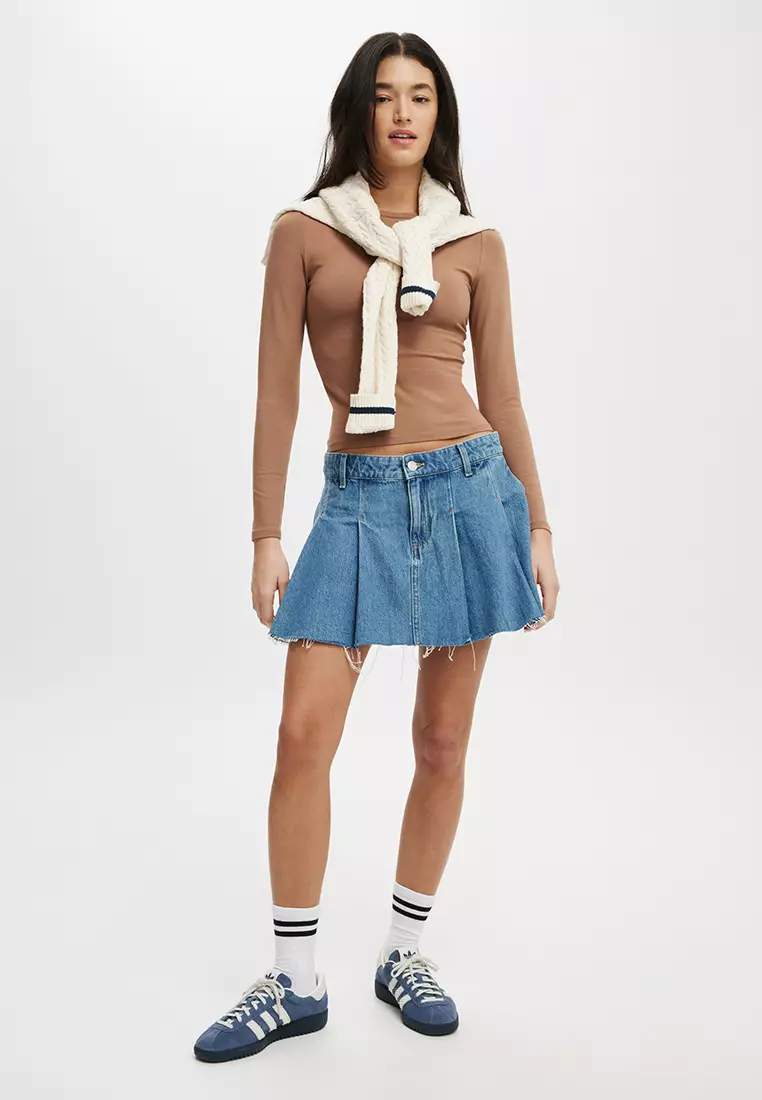 Buy Cotton On Pleated Denim Mini Skirt 2025 Online | ZALORA