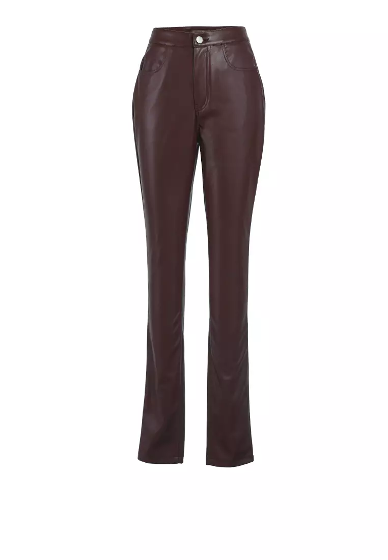 Chocolate High Waist Faux Leather Pants