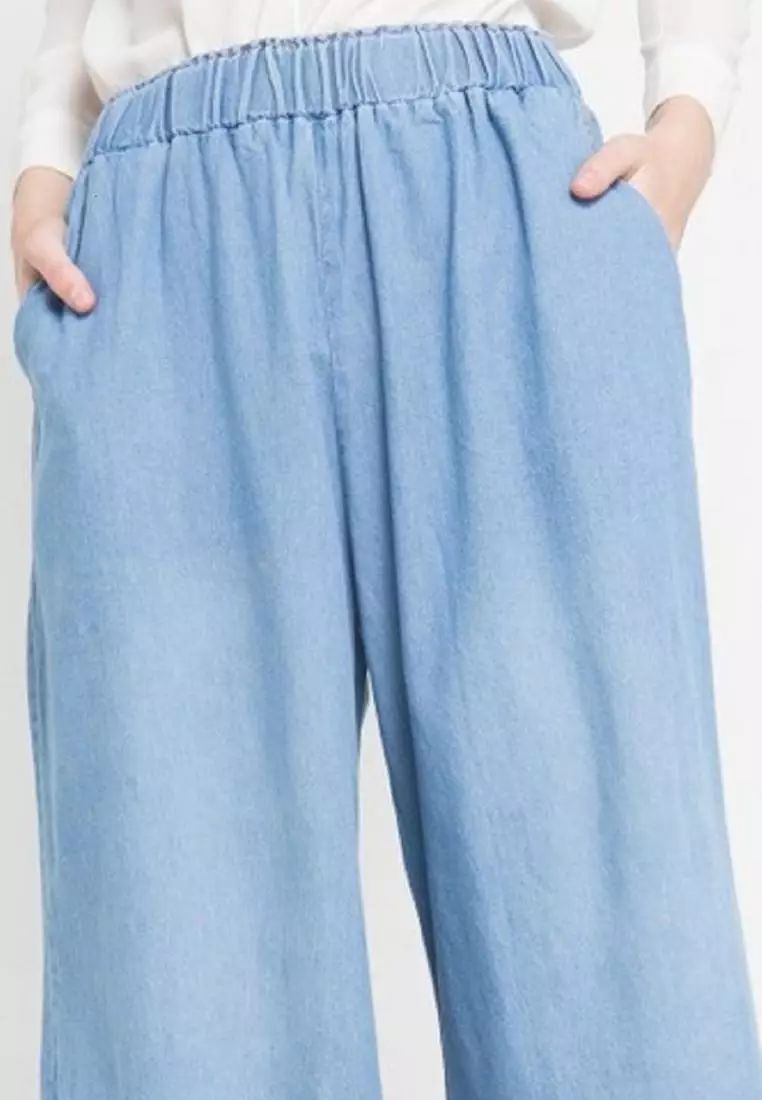 Denim Palazzo Kelly (Celana Kulot Bawah Lebar) Light Blue