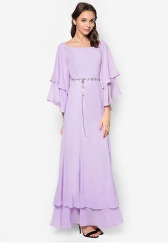 Layered Off Shoulderzalora 衣服尺寸 Dress, 服飾, 長洋裝