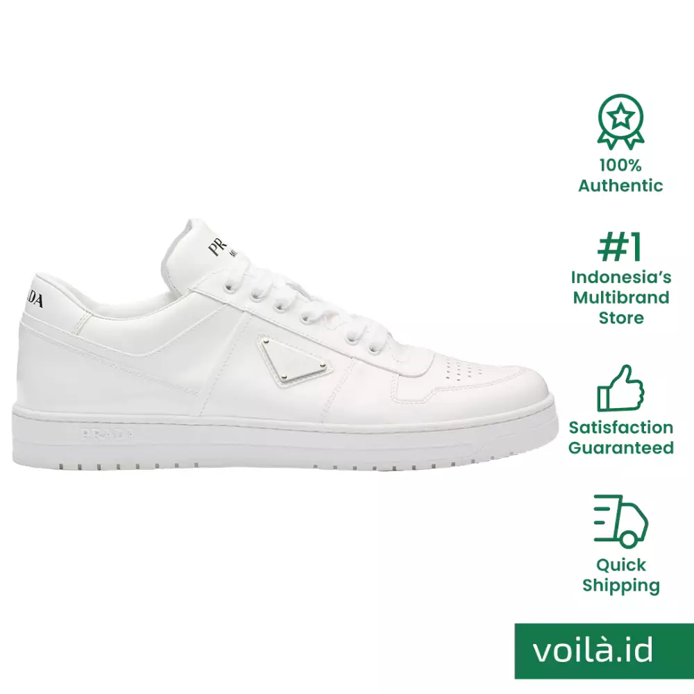 Jual Prada Enamel Triangle Logo Patent Leather Sneakers White