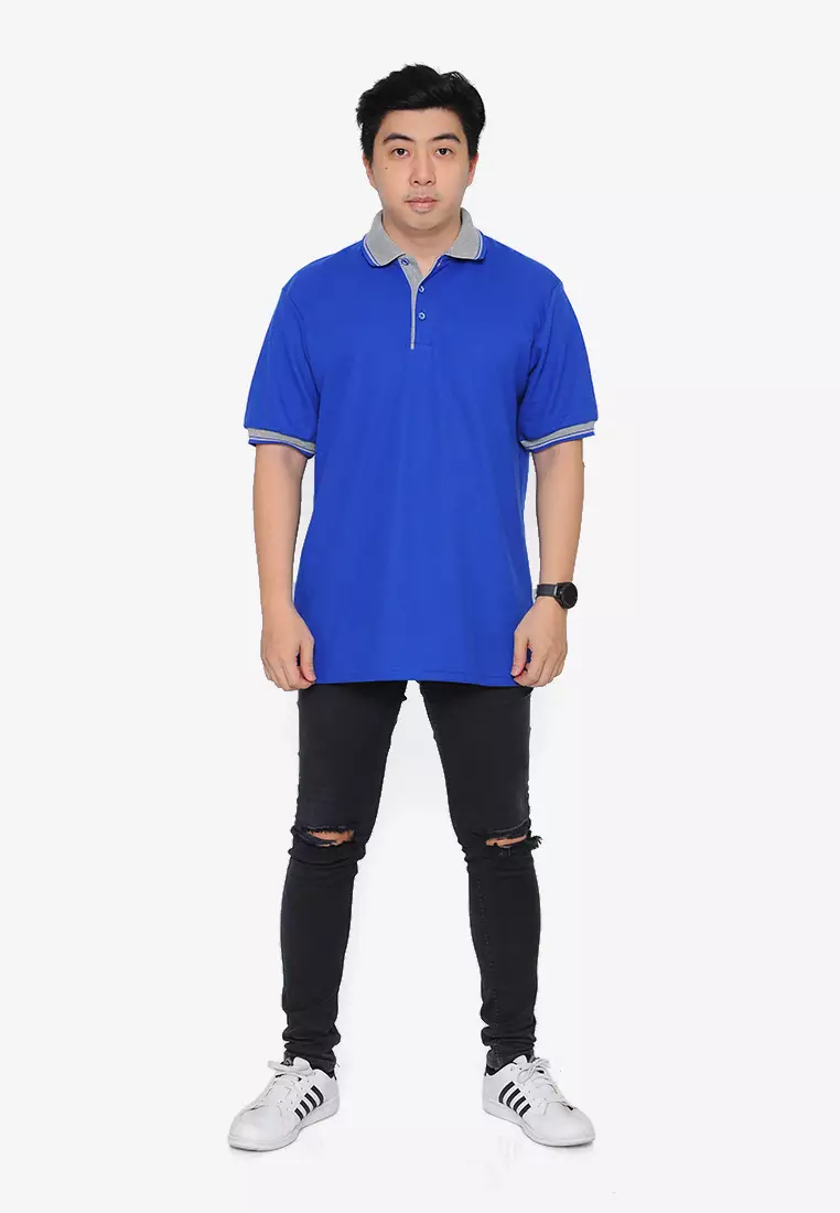 Andre Michel Kaos Polo Shirt Lengan Pendek Kerah Abu Biru Elektrik 933-15