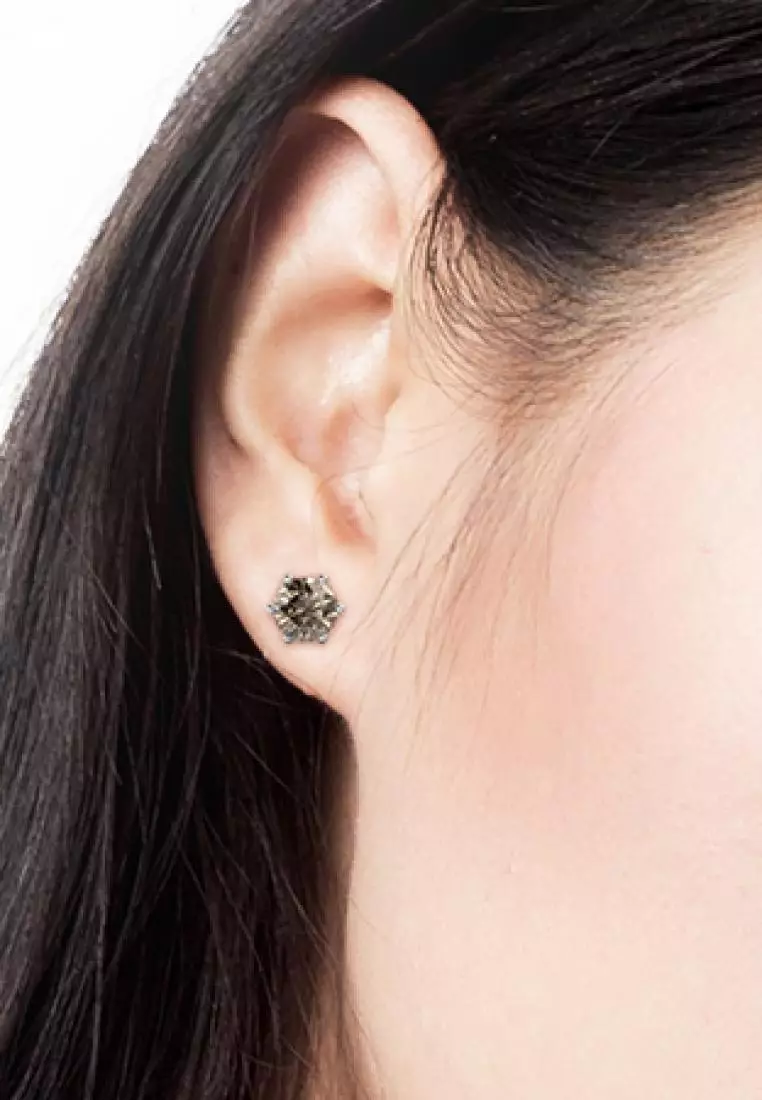 Galaxy Stone Earring Greige WG - Anting Crystal by Her Jewellery