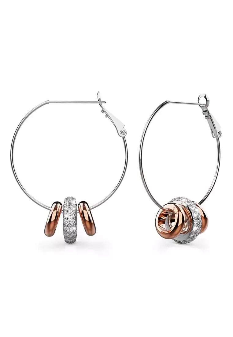 Gold hoop earrings with swarovski crystals on sale