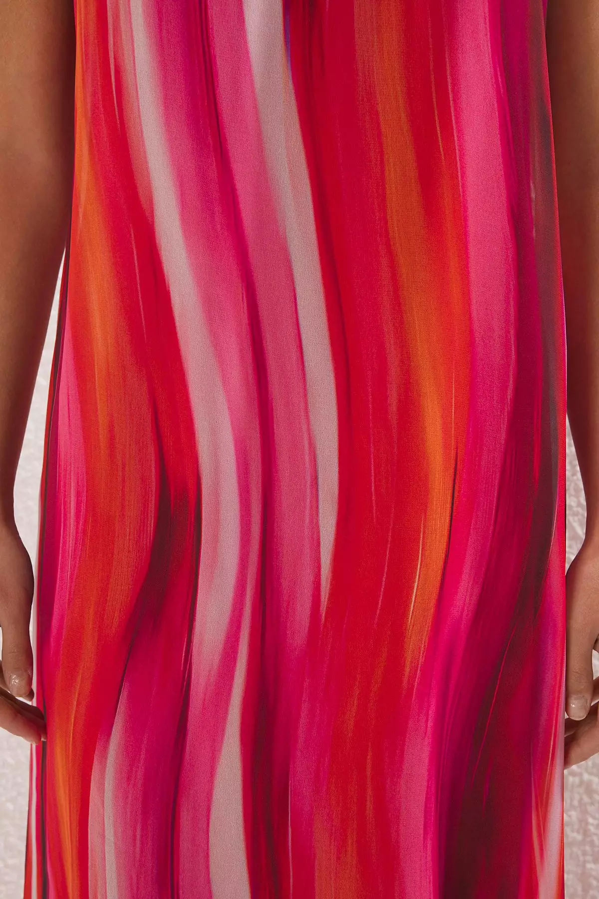 Pink Abstract Straight Cut Maxi Woven Dress Twoss25El00408
