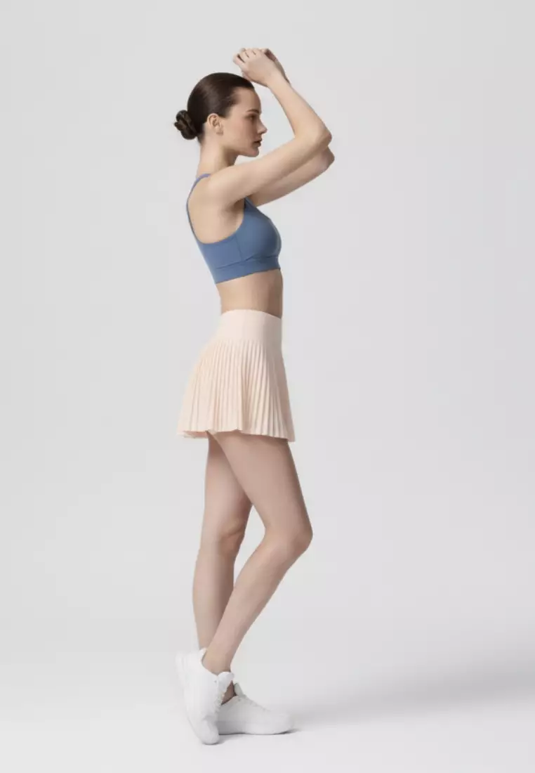 Yume High-Waist Pleated Sport Skirt with Inner Shorts — Tennis Running Yoga Active Skort for Women