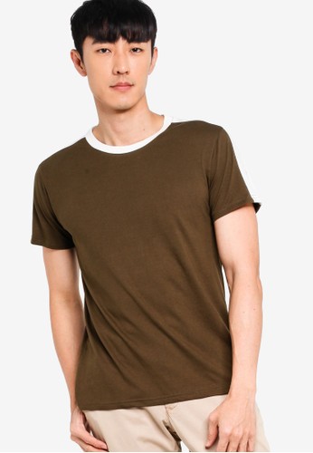 Jual Zalora Basics Basic Contrast Neck T Shirt Original Zalora