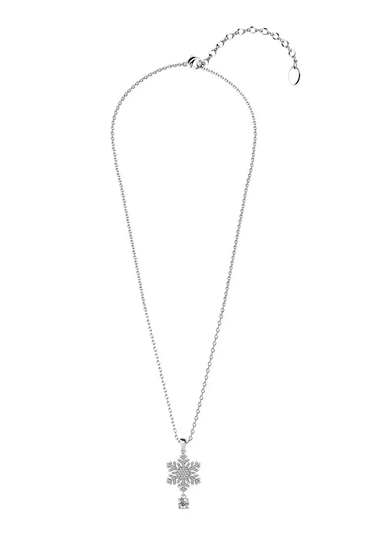 Her Jewellery Snowing Pendant (White Gold) - Luxury Crystal Embellishments plated with 18K Gold