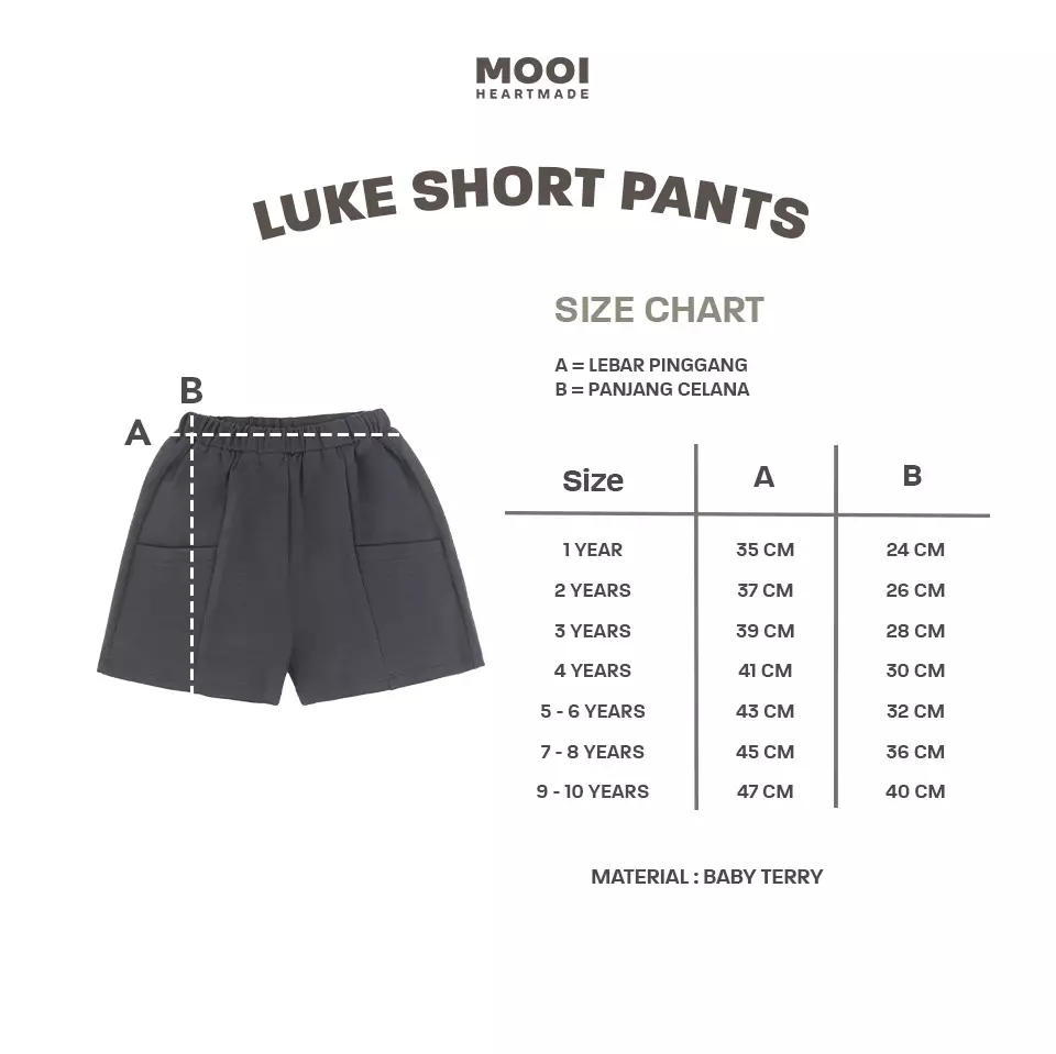 Mooi Celana Pendek Anak Luke Short Pants - Dark Grey
