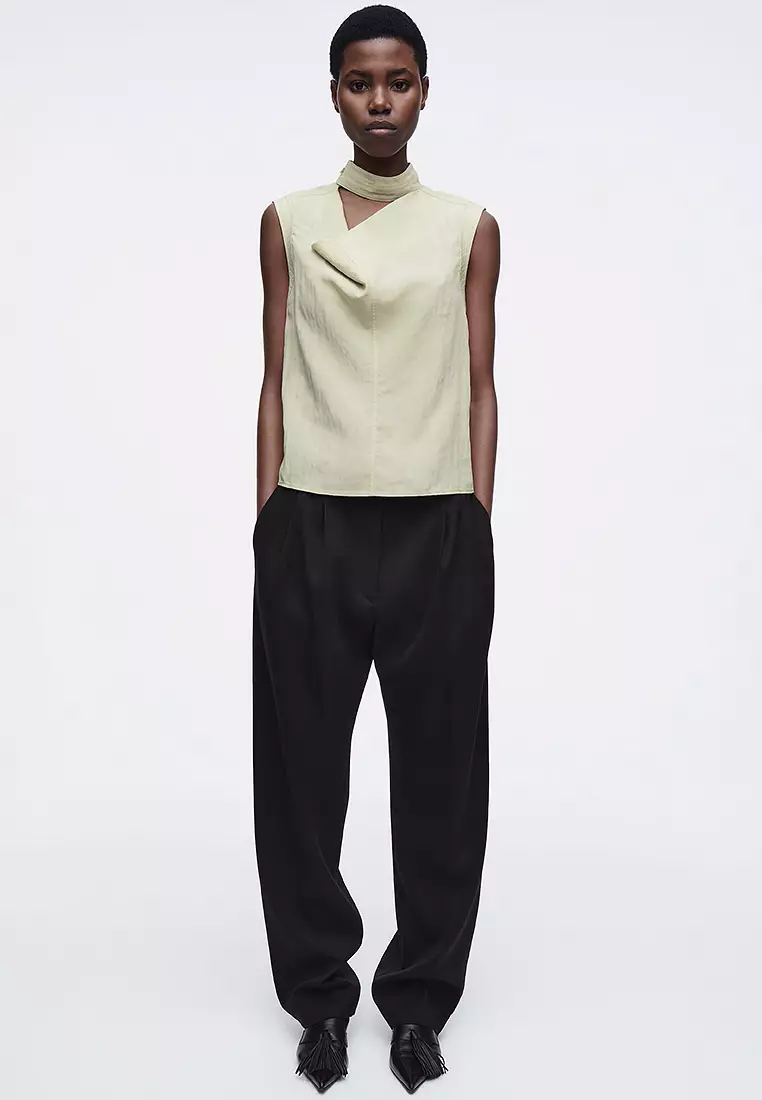 Sleeveless Utility-Style Blouse