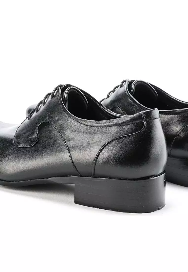 Richard Sepatu Formal Pria Pantofel Tali Kulit Asli - Black