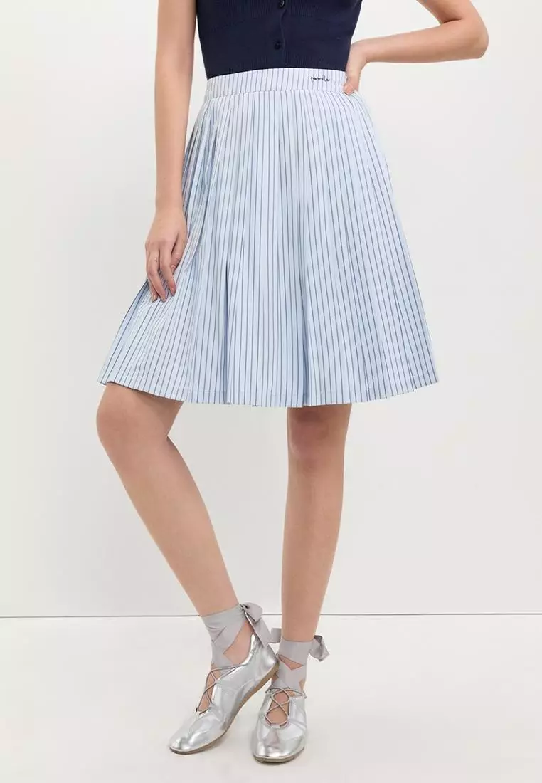 Pleated Striped Skirt