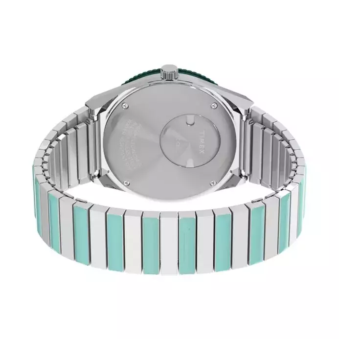 Jam Tangan Wanita Timex Q Blue Dial Dual Tone Stainless Steel Strap TW2W87800V5 Original