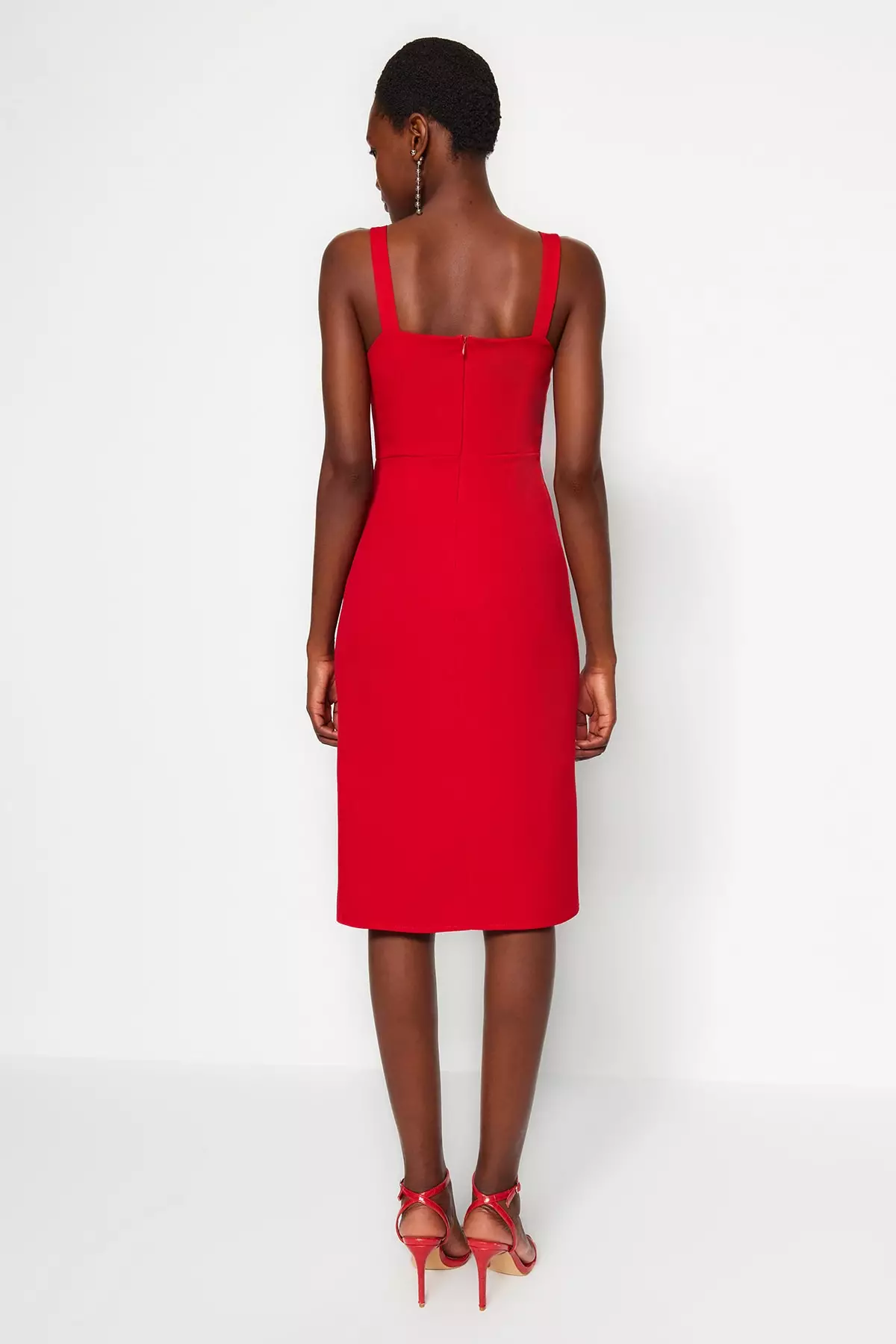 Eyelet Lace Up Midi Dress