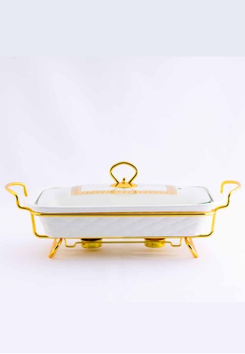 QUEENS Queens 3.5L Premium Porcelain Chafing Dish with Metal Rack EA459HLFD5ADAEGS_1