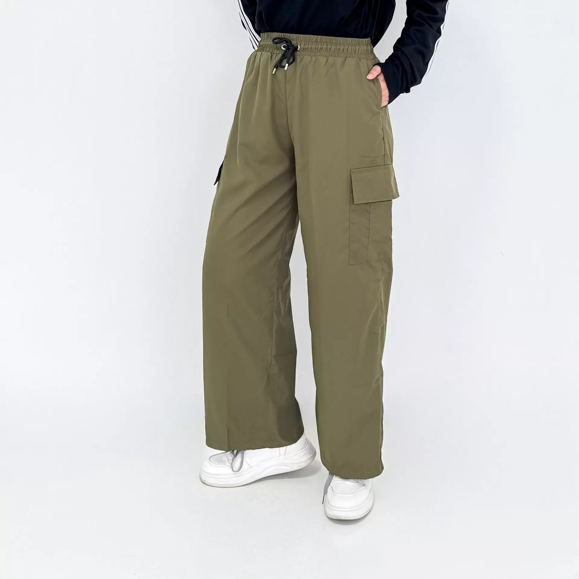 Set Sporty Cargo Alia HITAM ARMY Setelan Olahraga Jacket