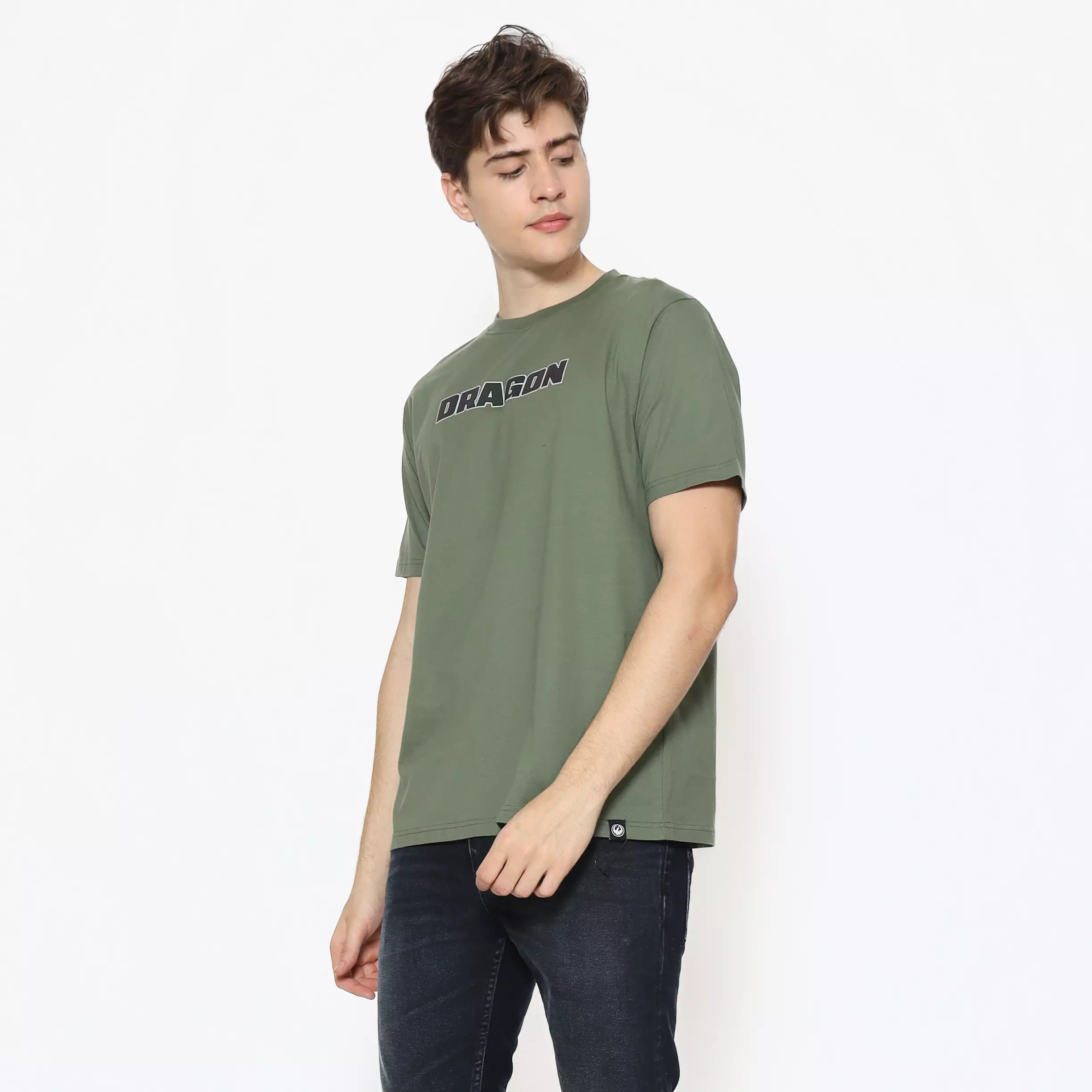 Dragon Kaos Lengan Pendek Heather Men Tee Olive Planet Surf