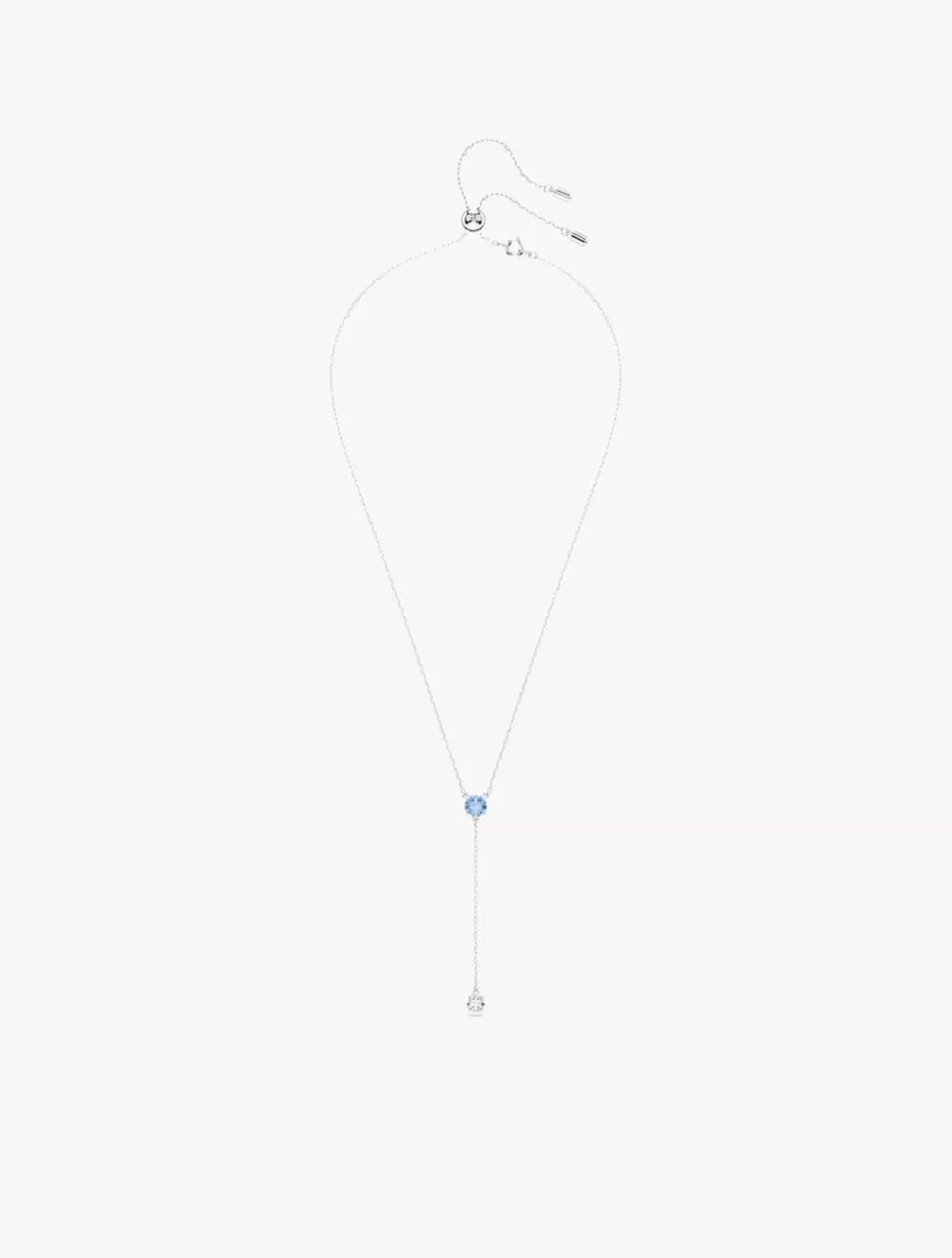 Stilla Attract Y necklace, Round cut, Blue, Rhodium plated
