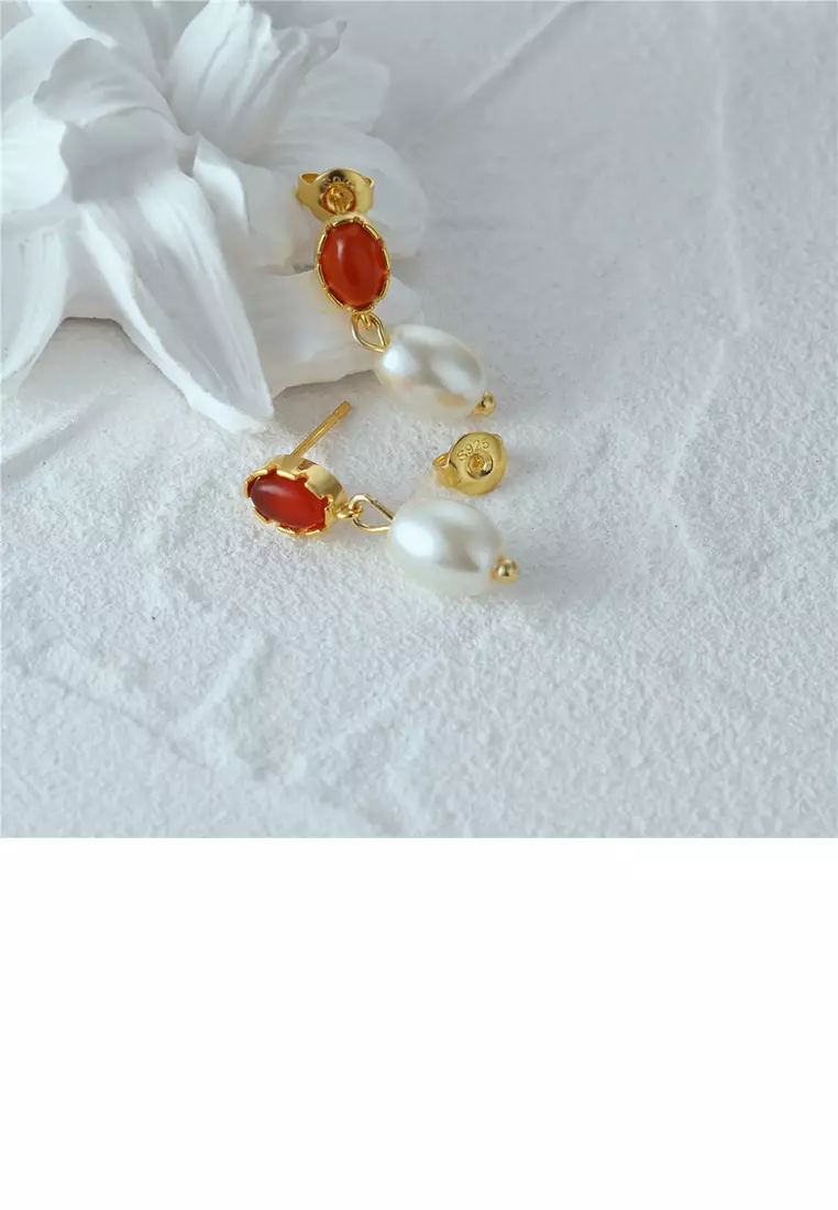 Red best sale agate earrings