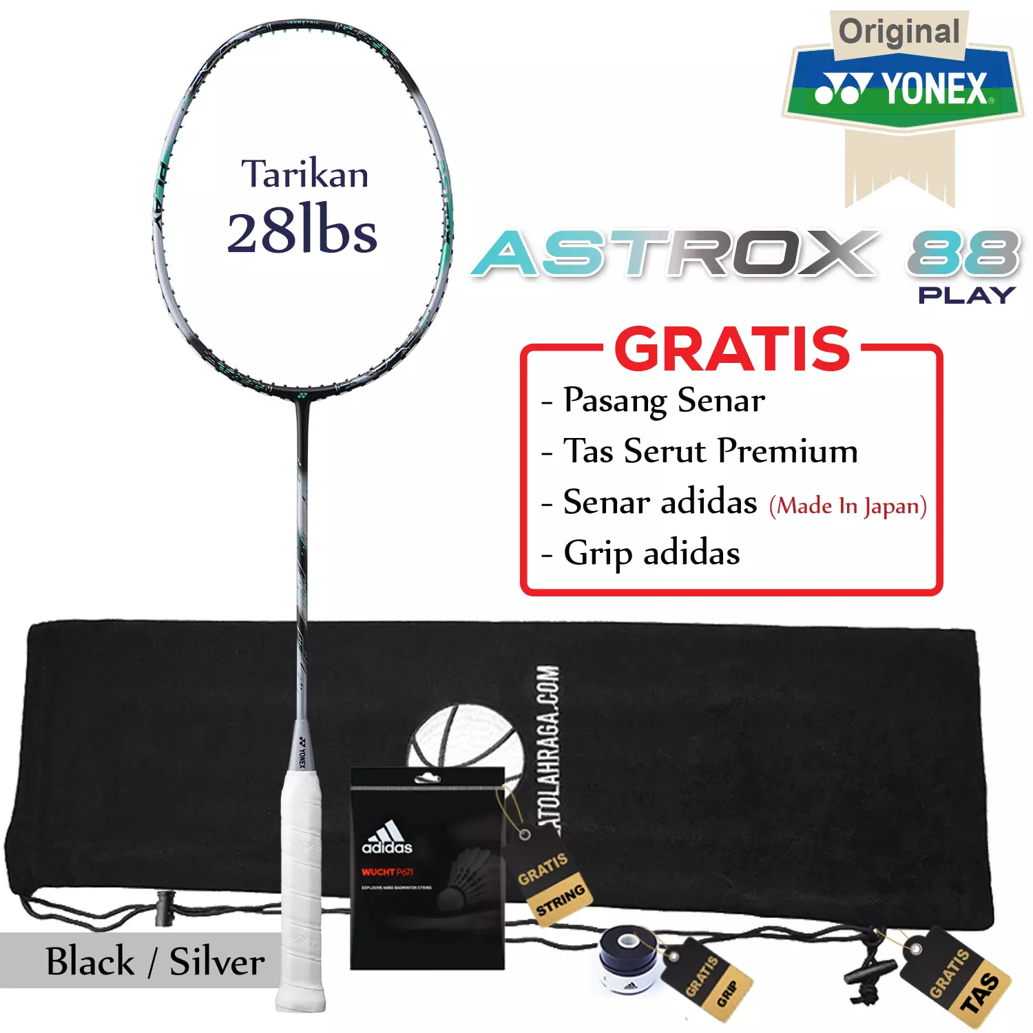 Raket Badminton Yonex Astrox 88 Play Black Silver