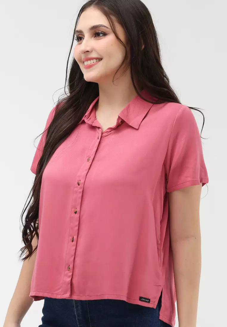 Single Twill Woven Short Sleeves Blouse