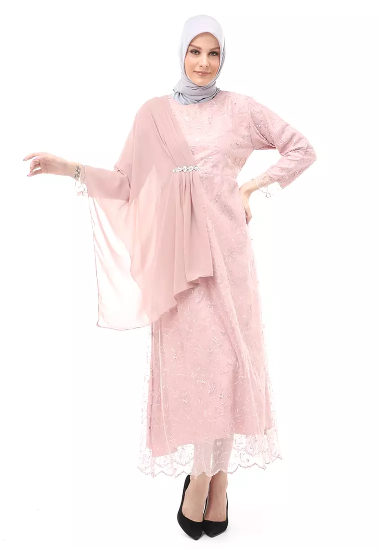 Anita Gaun Long Dress Wanita Regular Fit - Rose