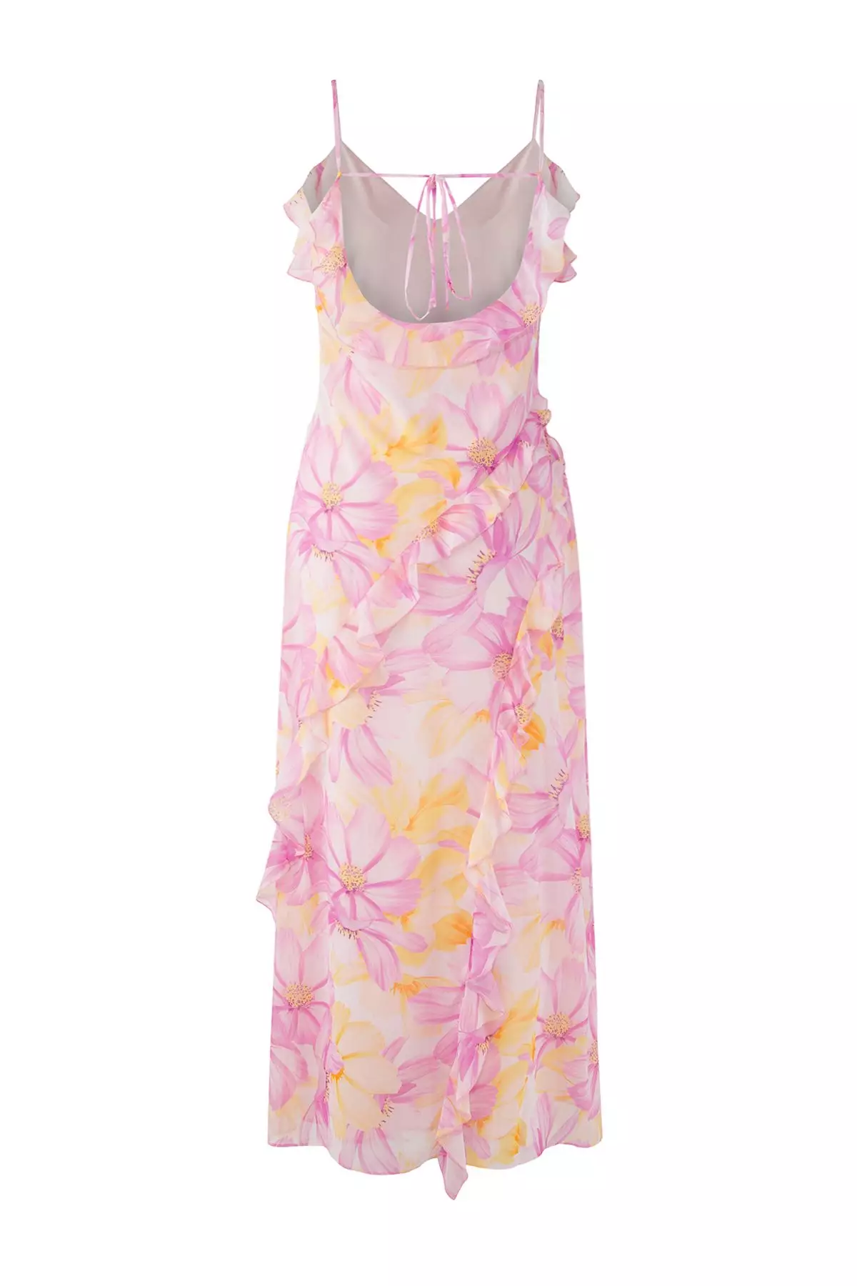 Limited Edition Pink Ruffle Maxi Woven Dress TWOSS25EL00517