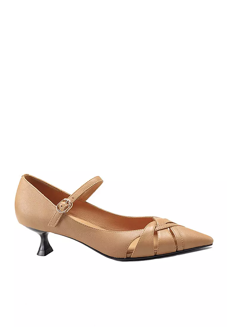 Discount on Twenty Eight Shoes  shoes - SKU: VANSA Fashionable Pointed Toe Buckle Mid Heel Shoes VSW-H-8259