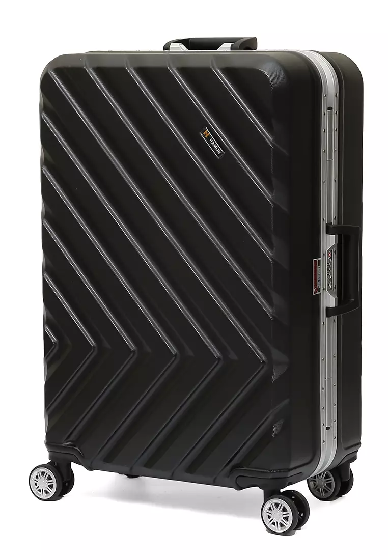 Pervaiz Koper Alumunium Frame Unisex Size 26 Inch TSA Lock System Suitcase Material Polycarbonate ORIGINAL - Black