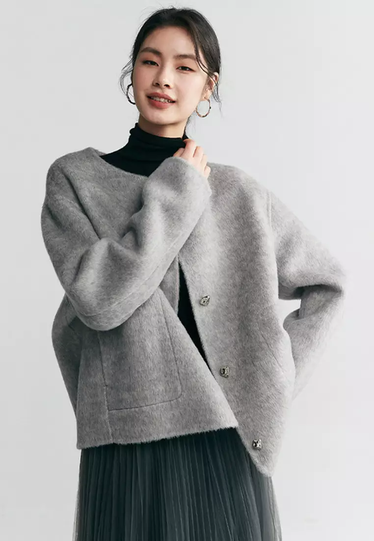Buy Sunnydaysweety New design round neck metal buckle wool women